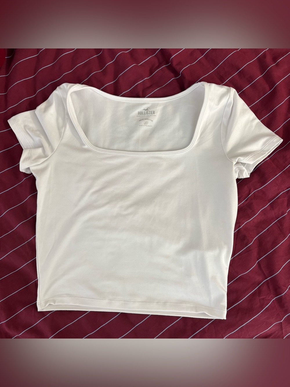 Hollister White Scoop Neck Women's Top